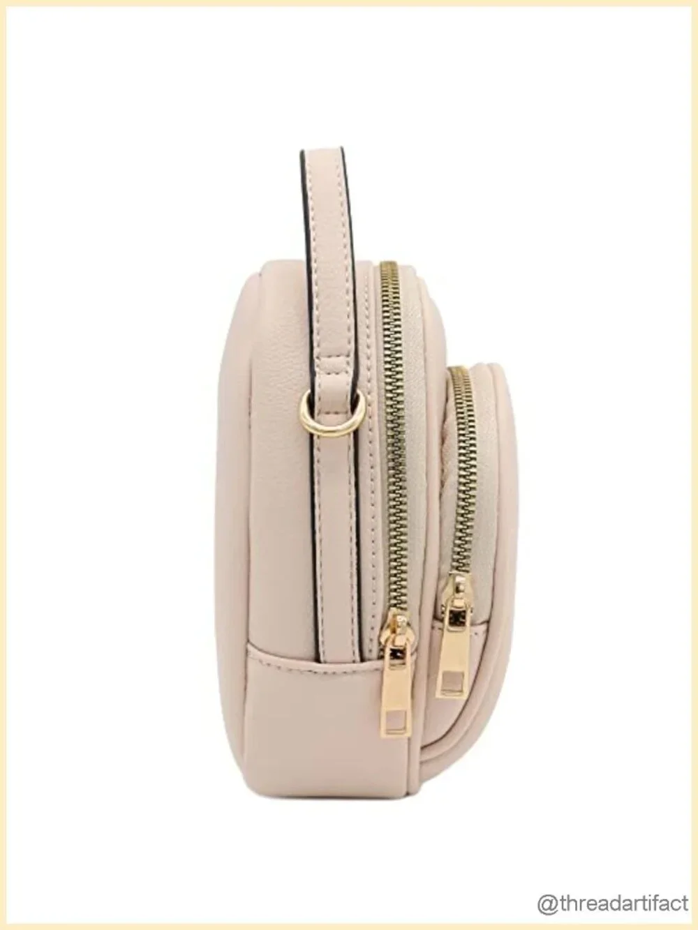 Faux Leather Two Compartment Mini Crossbody Bag with Gold Hardware